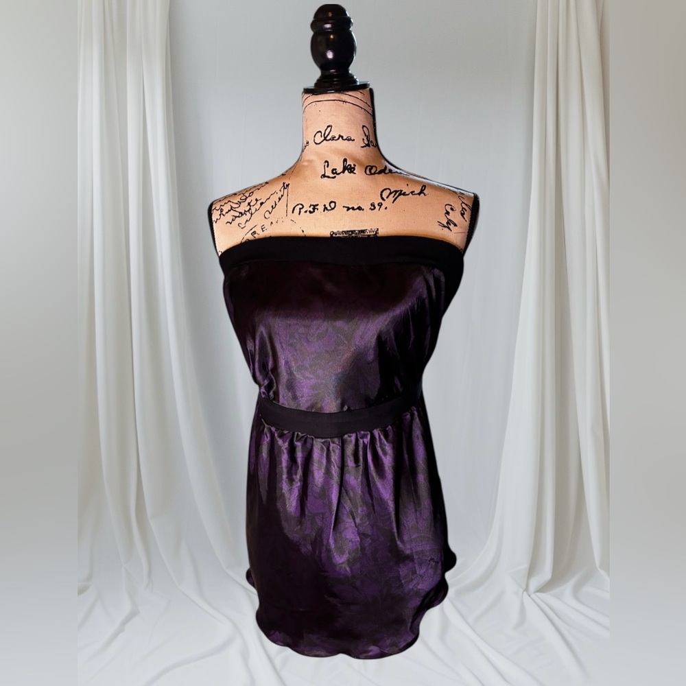 Lane Bryant Black & Purple Satin Strapless Top Plus Size 18/20